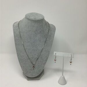 Elegant Silver and Red Wine Glass Jewelry Set